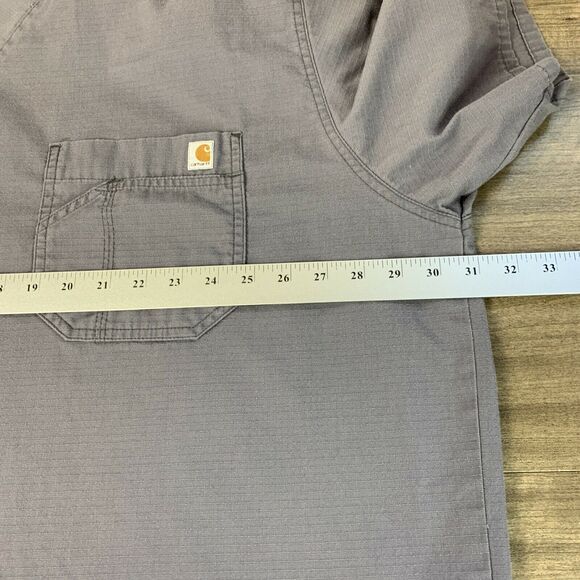 Carhartt Scrub Top Medical Shirt Mens Size 3X Gray V-Neck Short Sleeve Pocket - Picture 3 of 9